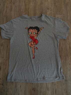 Vintage Betty Boop Graphic Tee Delta Pro Weight Heather Grey T-Shirt